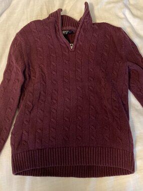 Banana Republic Men's Quarter Zip Cable Knit Sweater